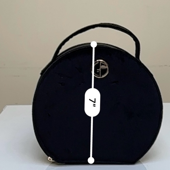 GIORGIO ARMANI ROUND BEAUTY BAG BLACK VELVET HANDBAG - Picture 9 of 12